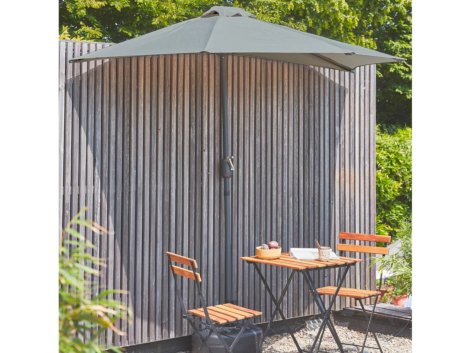 Mezzo ombrellone per balcone, 2.5m, verde kaki