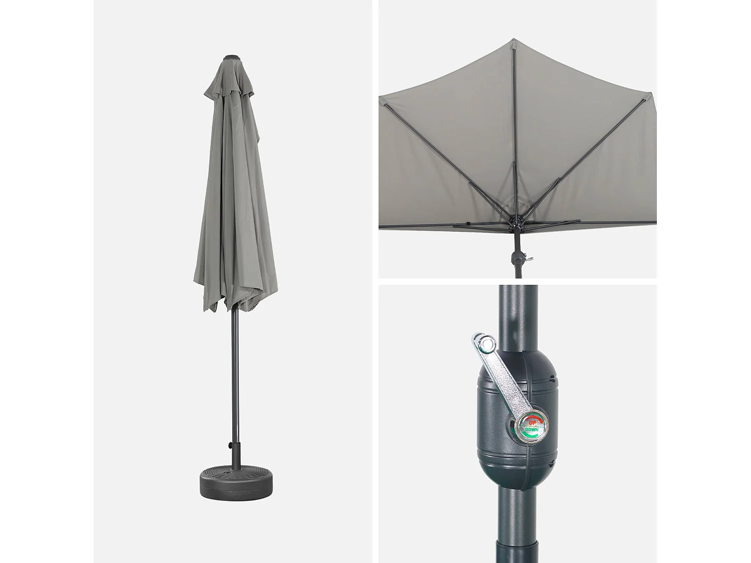 Media sombrilla para balcón 2.5m verde kaki