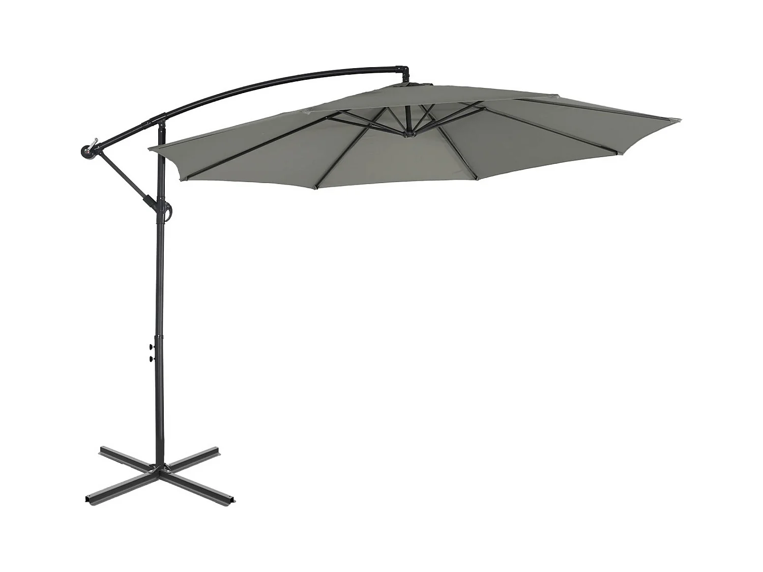 Parasol déporté rond Ø300cm  - Hardelot - Kaki  - Manivelle anti-retour | Toile déperlante | Facile à utiliser