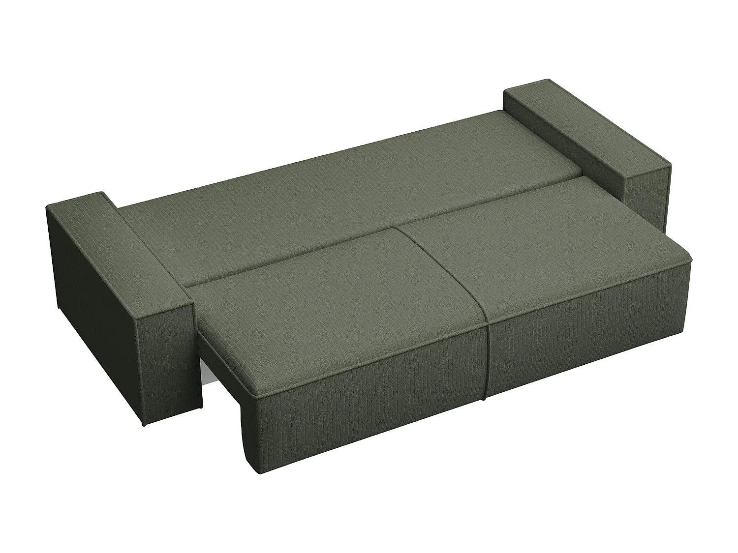 Canapé convertible 3 places - en velours côtelé vert sauge - FARESE