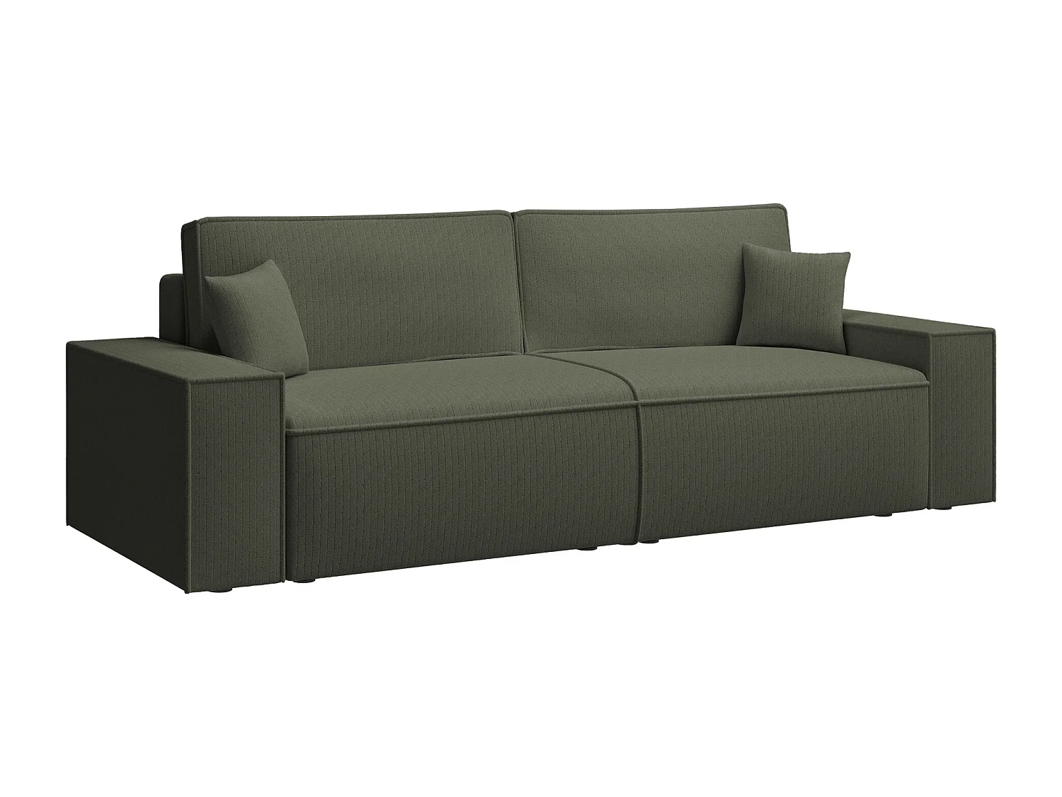 Canapé convertible 3 places - en velours côtelé vert sauge - FARESE