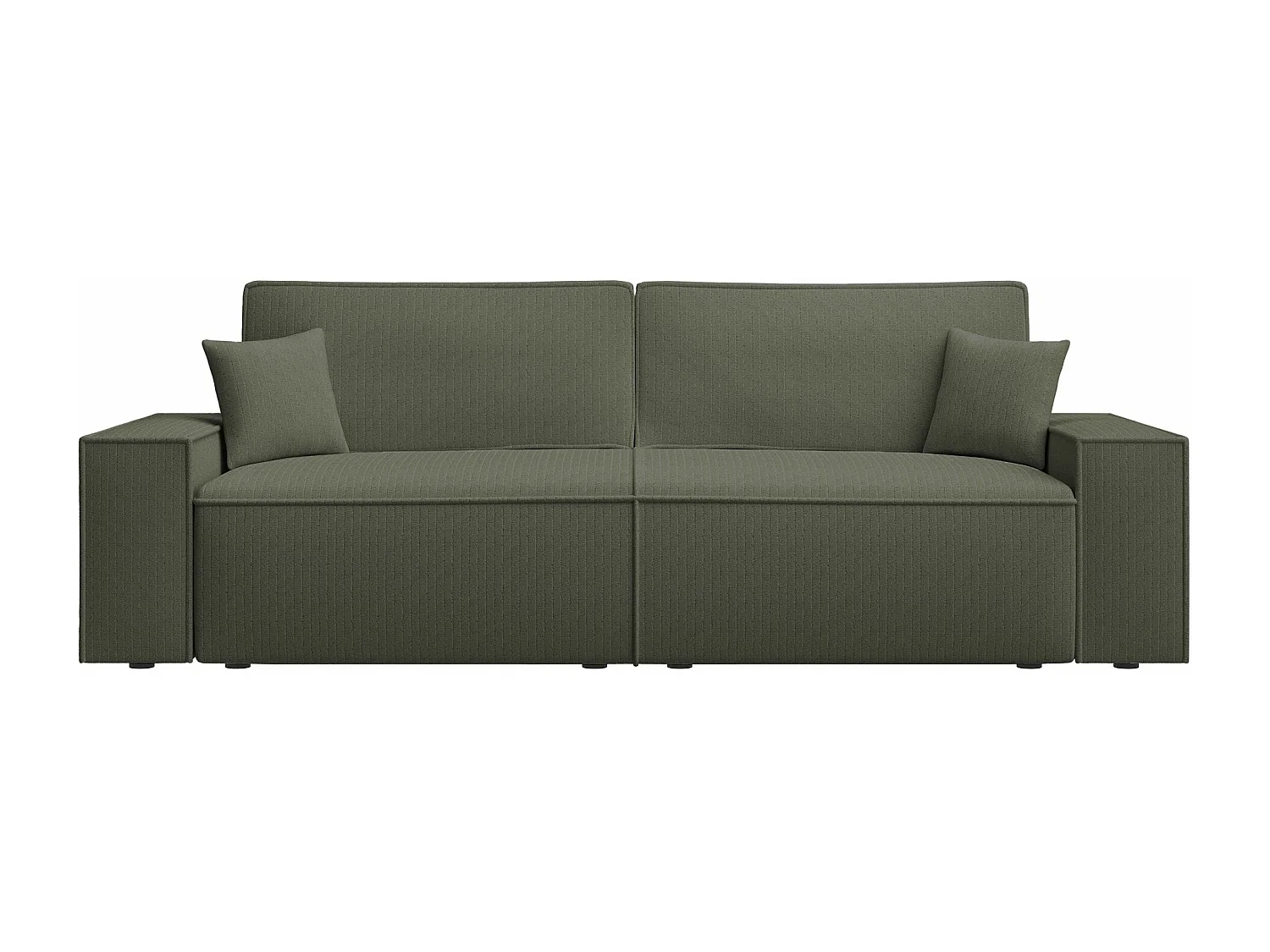 Canapé convertible 3 places - en velours côtelé vert sauge - FARESE