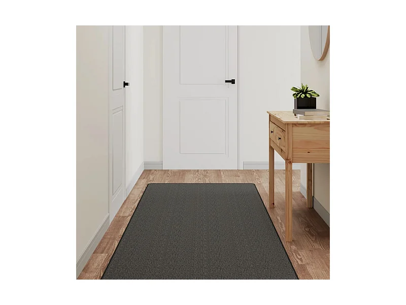 Alfombra de pasillo con aspecto sisal gris antracita 80x300 cm