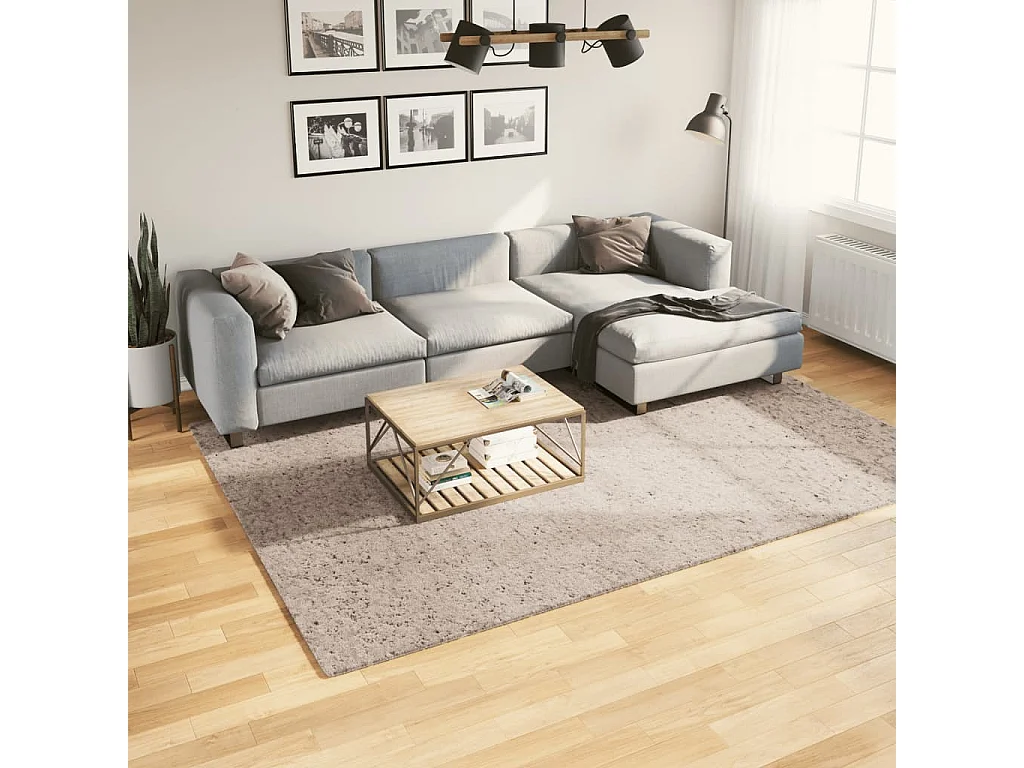 Tapis shaggy à poils longs moderne beige 200x280 cm