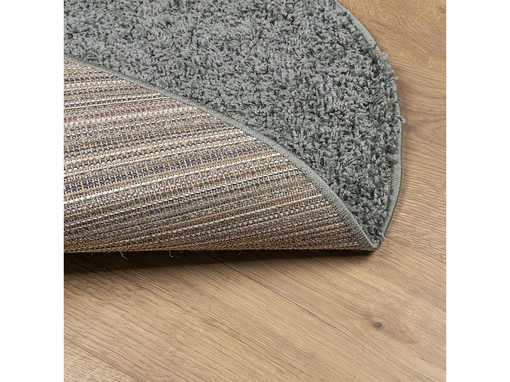 Tapis shaggy à poils longs moderne vert ø 120 cm