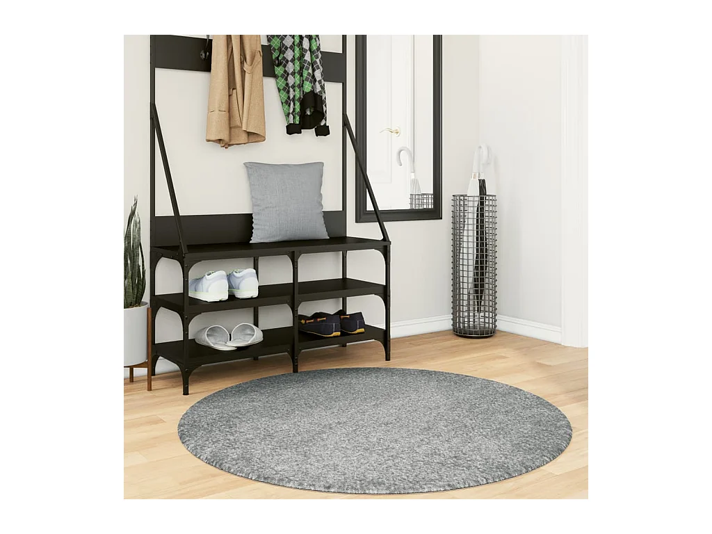 Tapis shaggy à poils longs moderne vert ø 120 cm