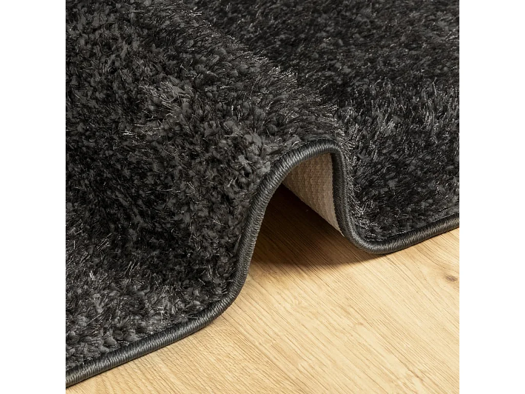 Tapis à poils longs aspect brillant anthracite 100x200 cm