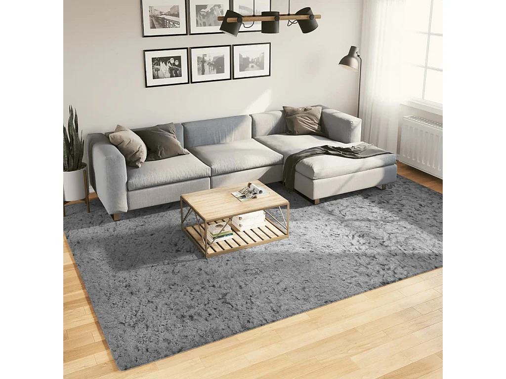 Tapis shaggy à poils longs moderne gris 240x340 cm