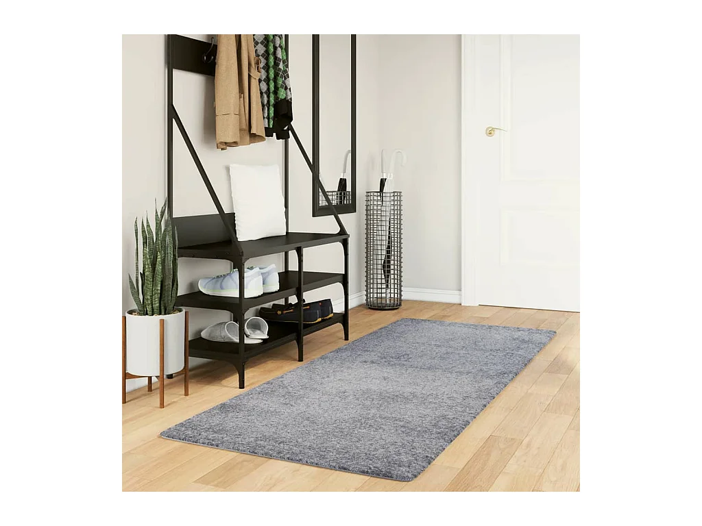 Tapis shaggy à poils longs moderne bleu 80x200 cm