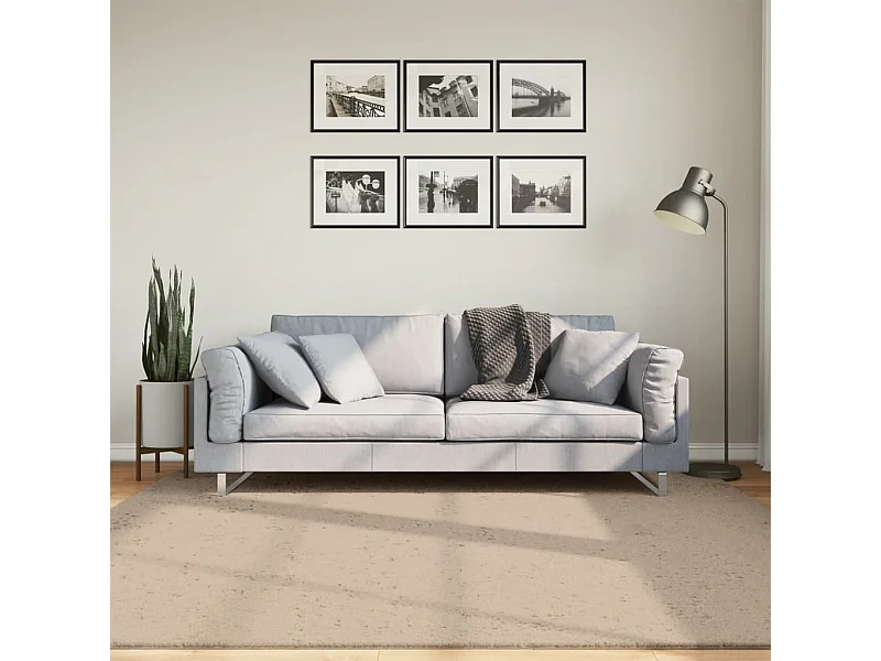 Alfombra de pelo corto suave lavable HUARTE arena 200x200 cm