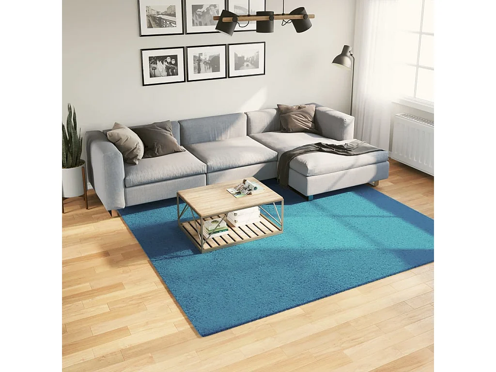 Tapis à poils courts turquoise 240x240 cm