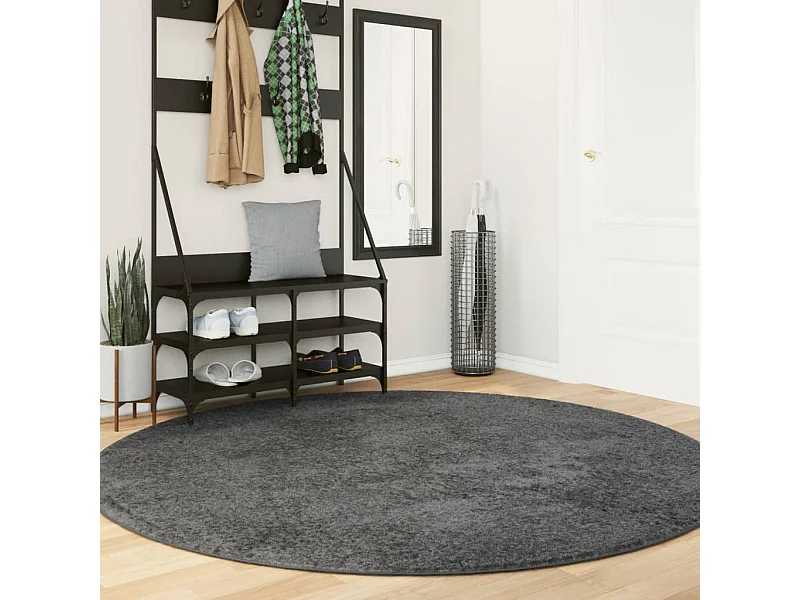 Alfombra de pelo corto OVIEDO gris antracita Ø 200 cm