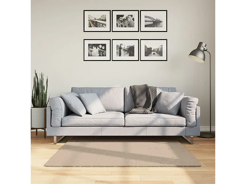 Tapete de pelo curto macio e lavável 120x120 cm cor areia