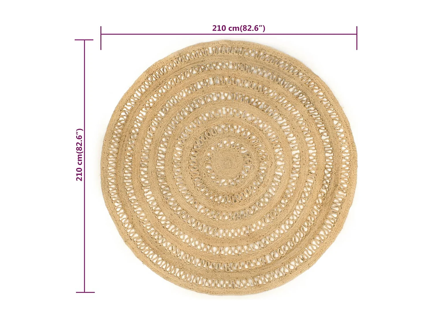 Tapis fait à la main jute tressée 210 cm