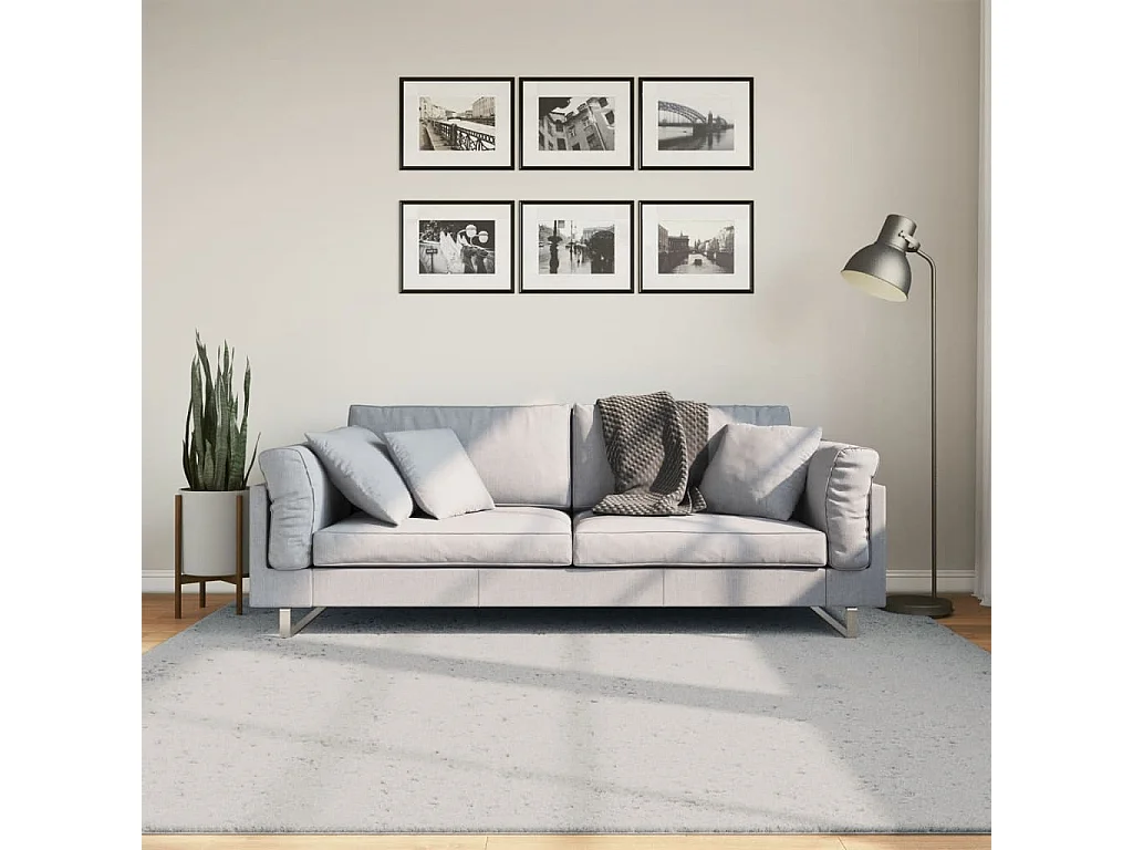 Tapis à poils courts doux et lavable gris 200x200 cm