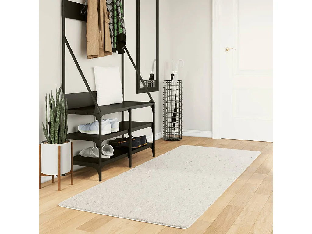 Tapis à poils courts beige 80x200 cm