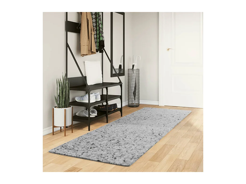 Alfombra peluda de pelo largo moderna PAMPLONA gris 80x250 cm