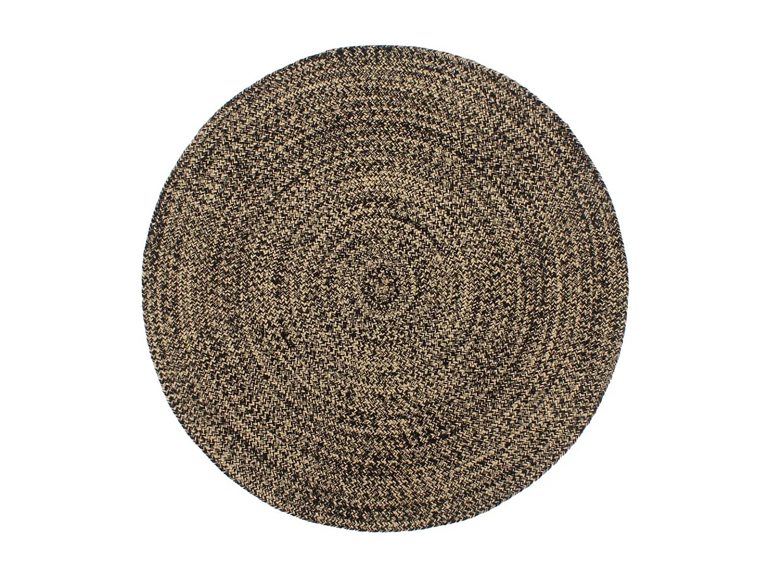 Tapete artesanal em juta 180 cm preto e castanho