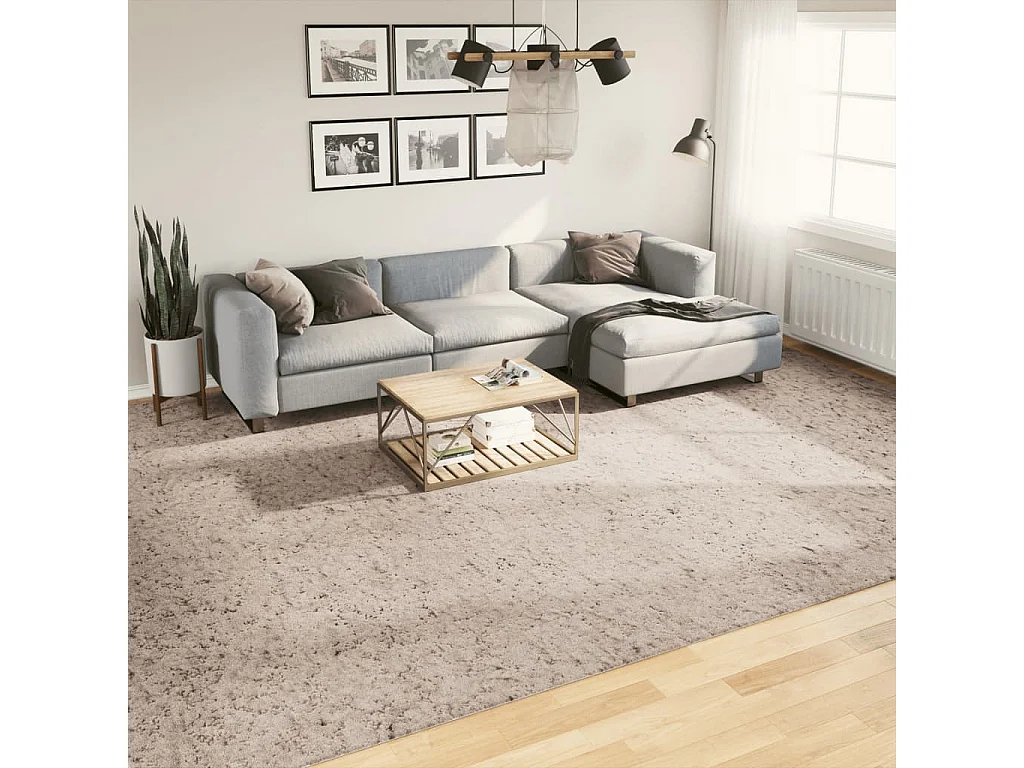 Tapis shaggy à poils longs moderne beige 300x400 cm