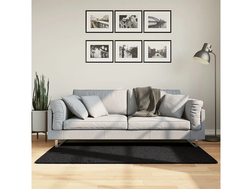 Tapete de pelo curto OVIEDO 80x150 cm preto