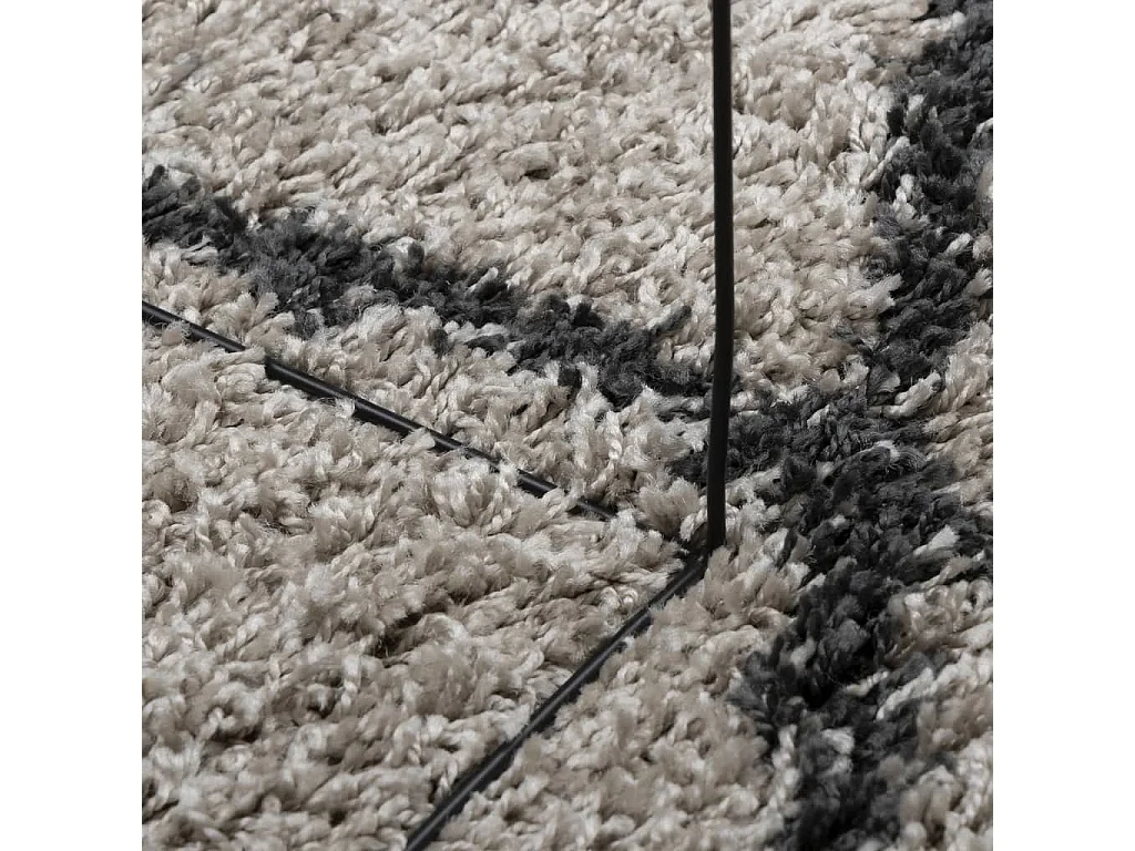 Alfombra de pelo largo moderna beige y antracita Ø 280 cm