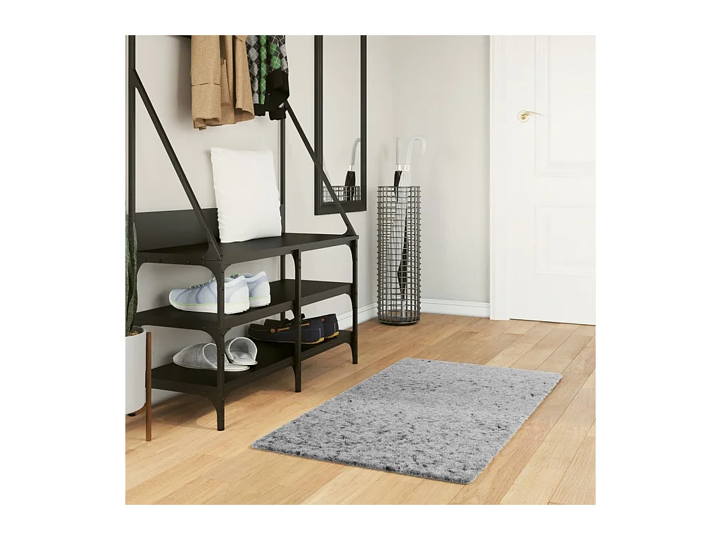 Alfombra peluda de pelo largo moderna PAMPLONA gris 60x110 cm