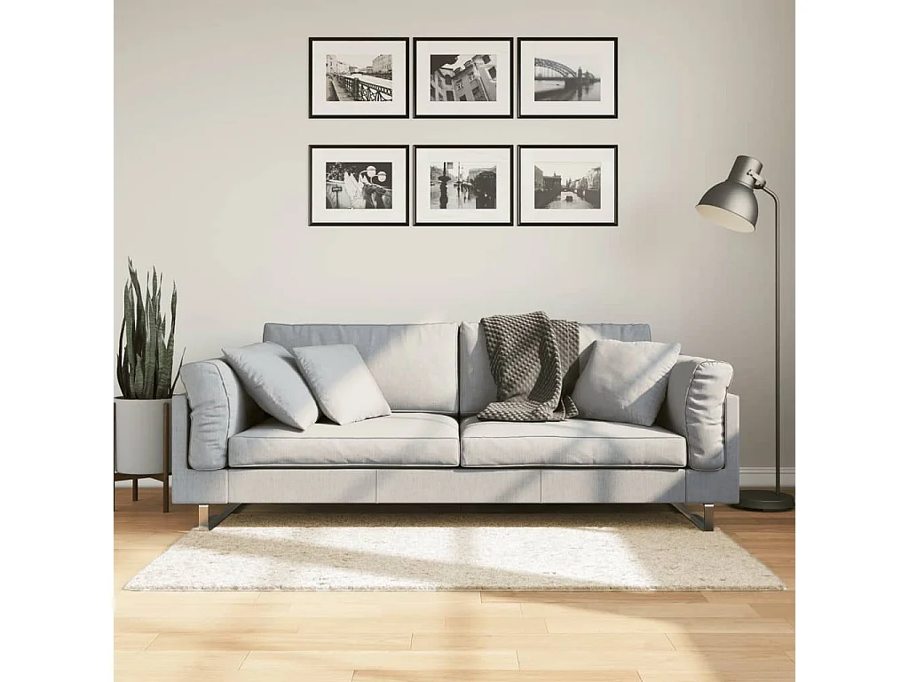 Tapis à poils courts beige 80x150 cm