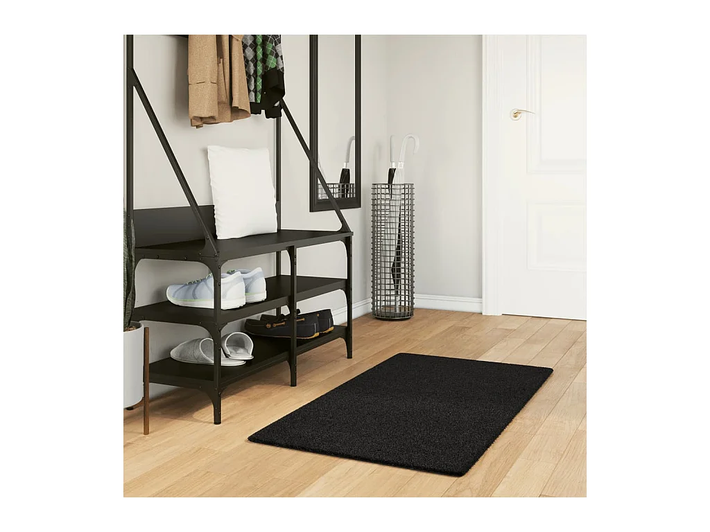 Tapis à poils courts doux et lavable noir 60x110 cm