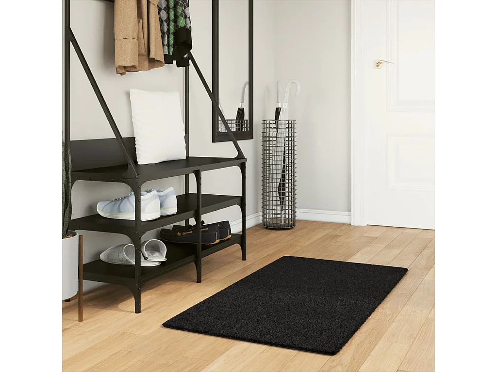 Tapis à poils courts doux et lavable noir 60x110 cm