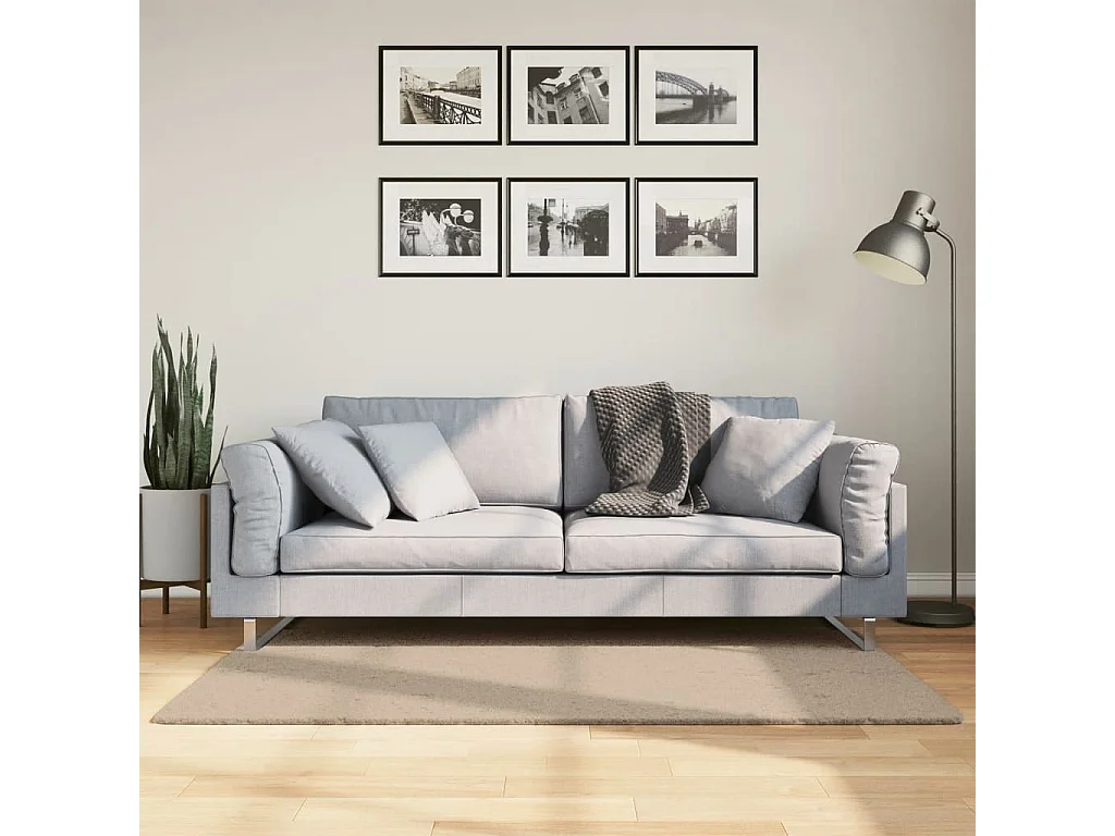 Tapis à poils courts doux et lavable sable 80x150 cm