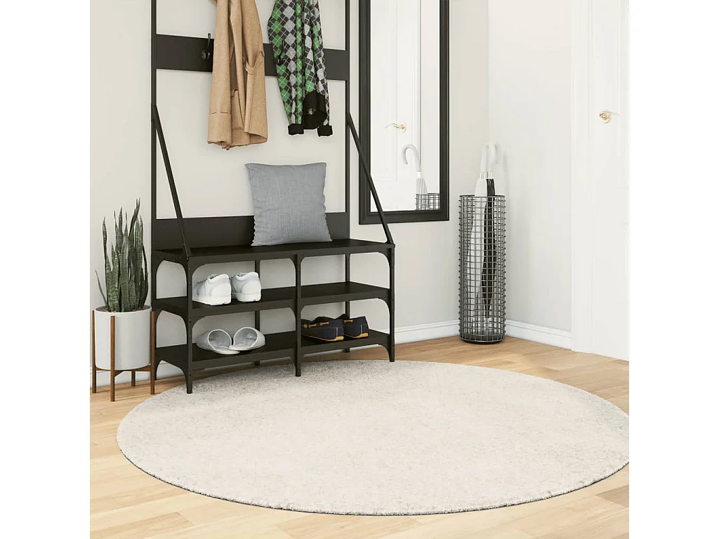 Tapis à poils longs aspect brillant crème ø 120 cm