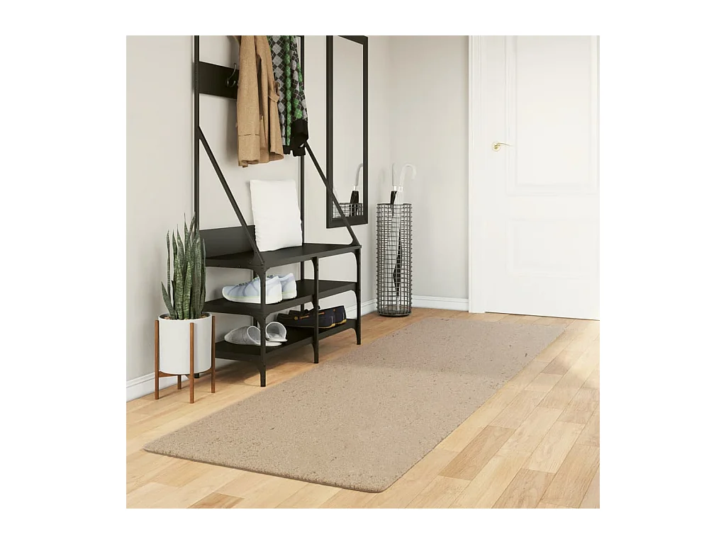 Tapis à poils courts doux et lavable sable 80x250 cm