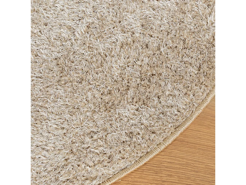 Alfombra pelo largo aspecto brillante beige Ø 160 cm