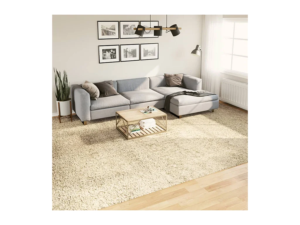 Tapis shaggy à poils longs moderne doré 300x400 cm
