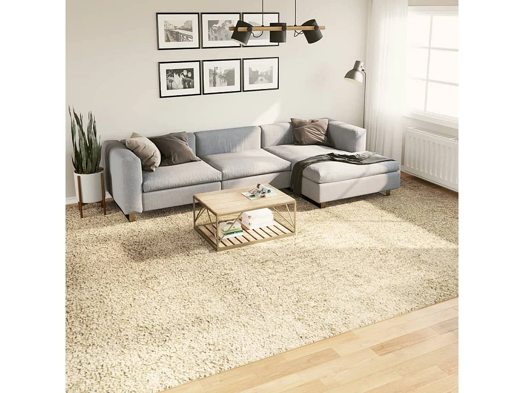 Tapis shaggy à poils longs moderne doré 300x400 cm