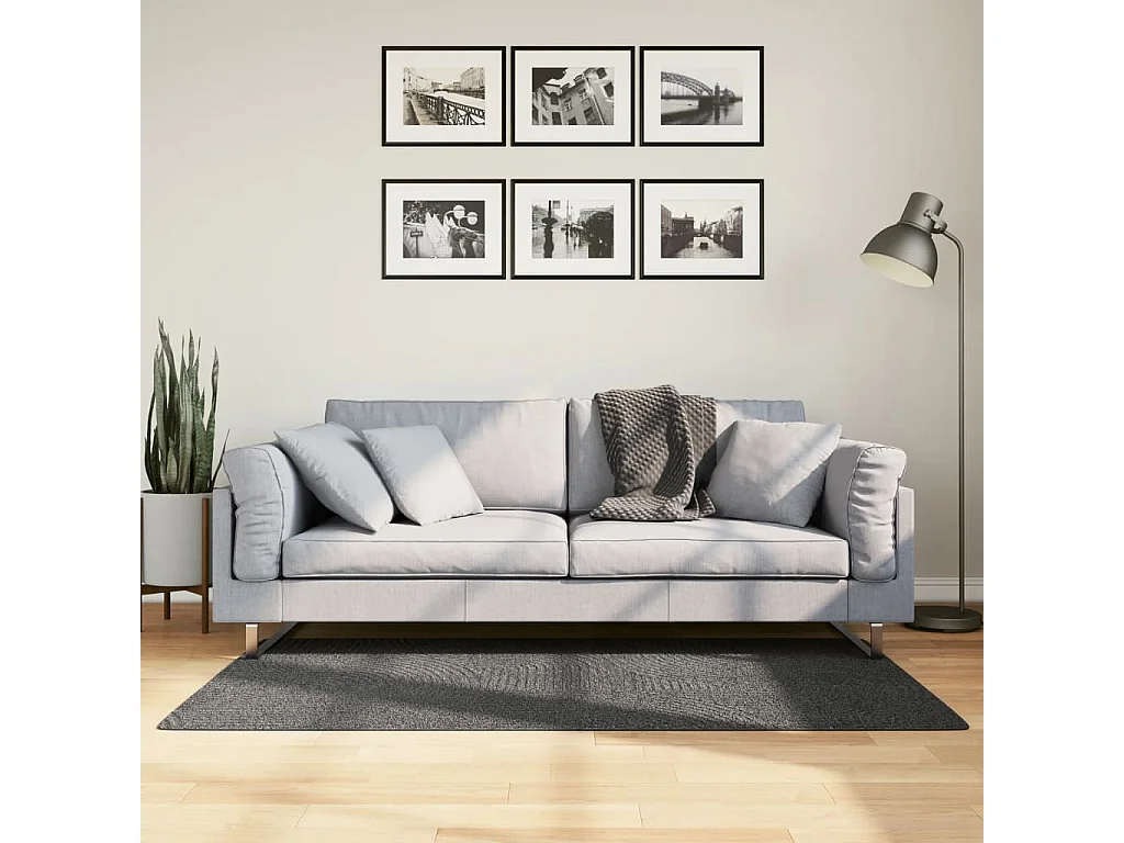 Tapis poils courts style scandinave anthracite 80x150 cm