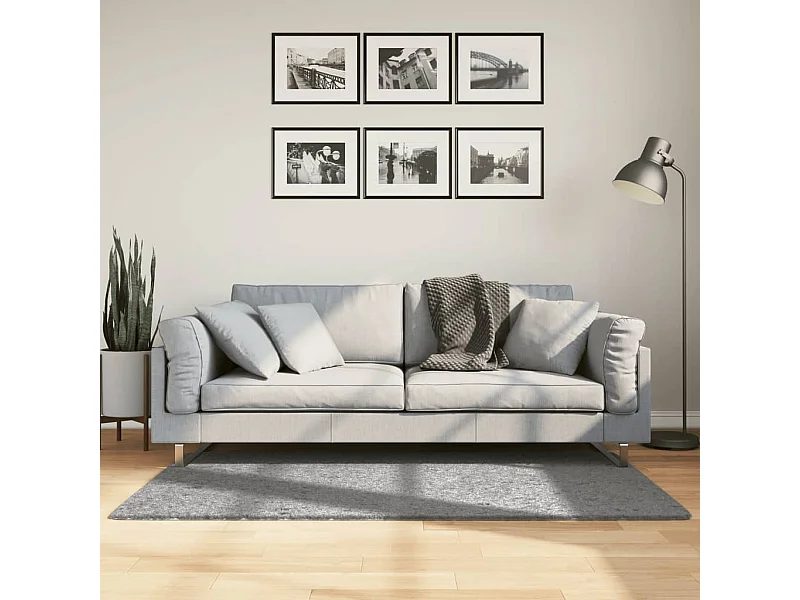 Tapete shaggy de pelo alto 80x150 cm cinzento