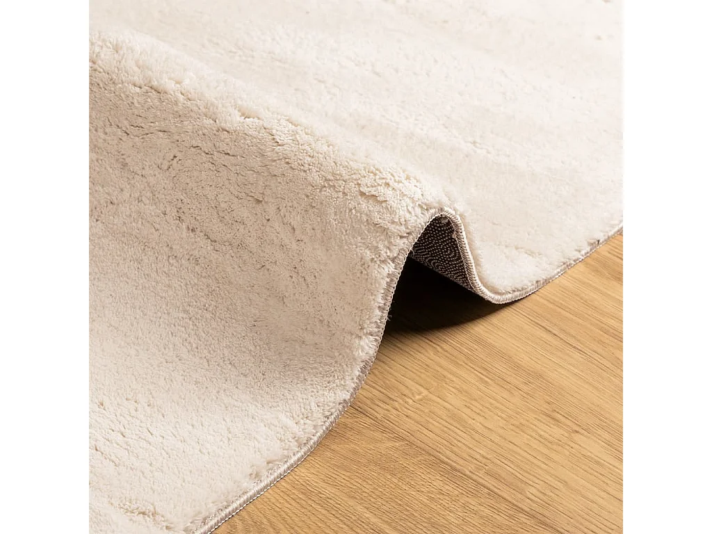 Tapis à poils courts doux et lavable beige 200x200 cm