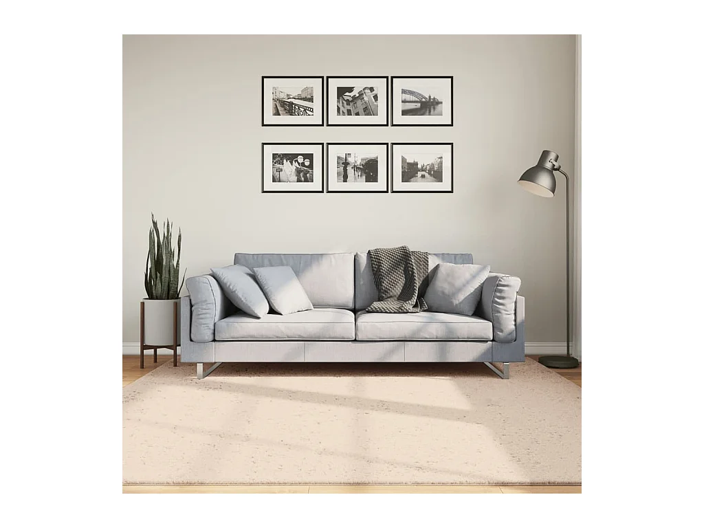 Alfombra de pelo corto suave lavable HUARTE beige 200x200 cm