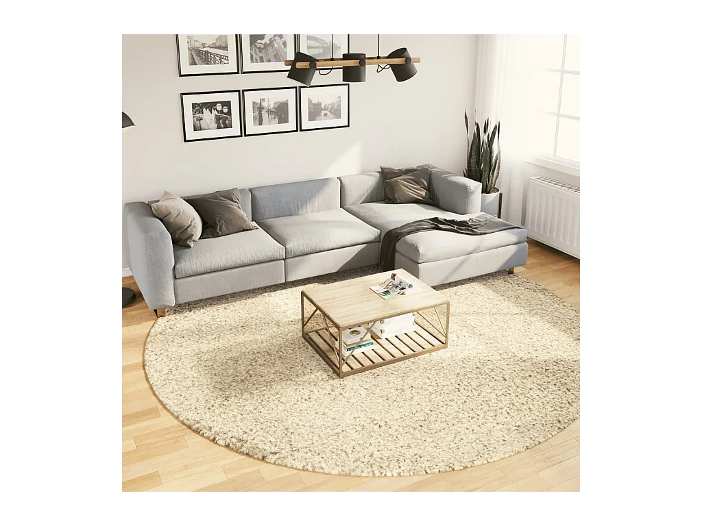 Tapis shaggy poils longs moderne doré ø 280 cm