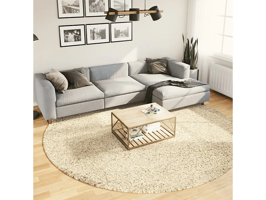 Tapis shaggy poils longs moderne doré ø 280 cm