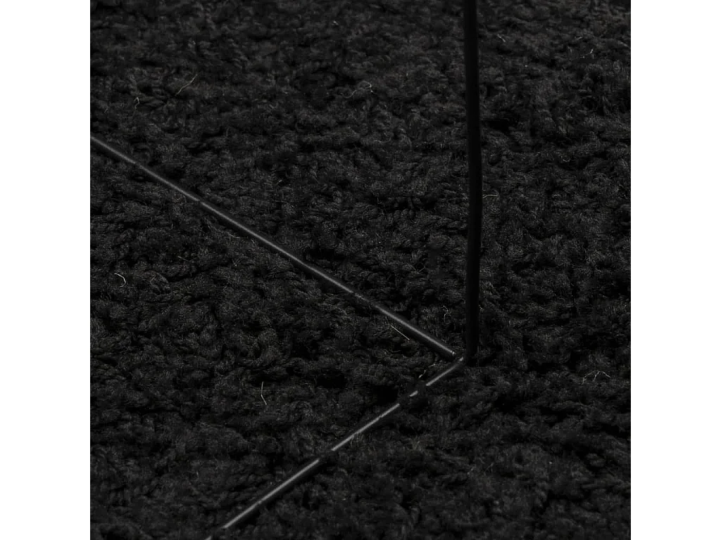 Alfombra peluda de pelo largo moderna PAMPLONA negra 60x110 cm