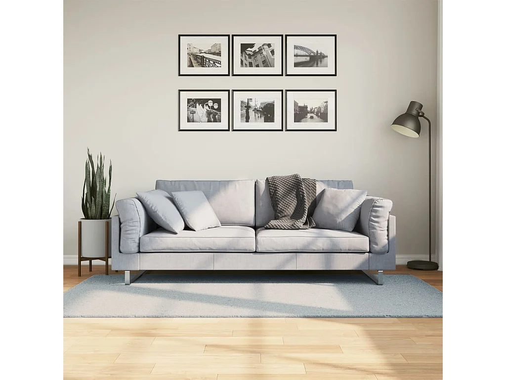 Tapis à poils courts doux et lavable bleu 100x200 cm