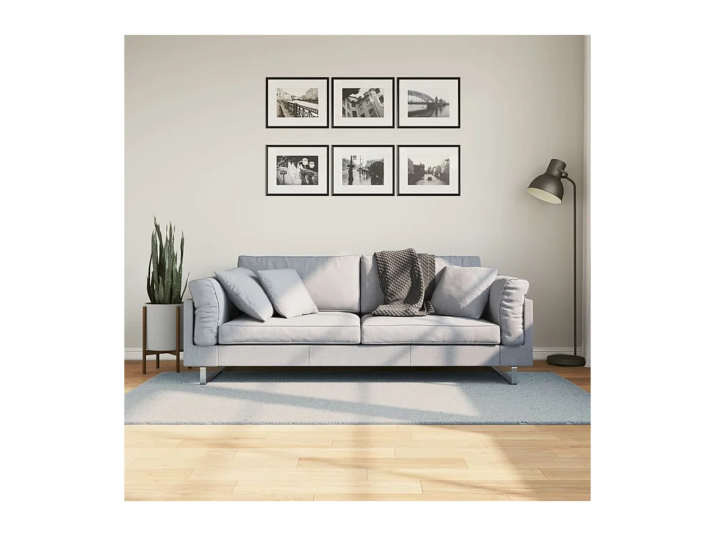 Alfombra de pelo corto suave lavable HUARTE azul 100x200 cm