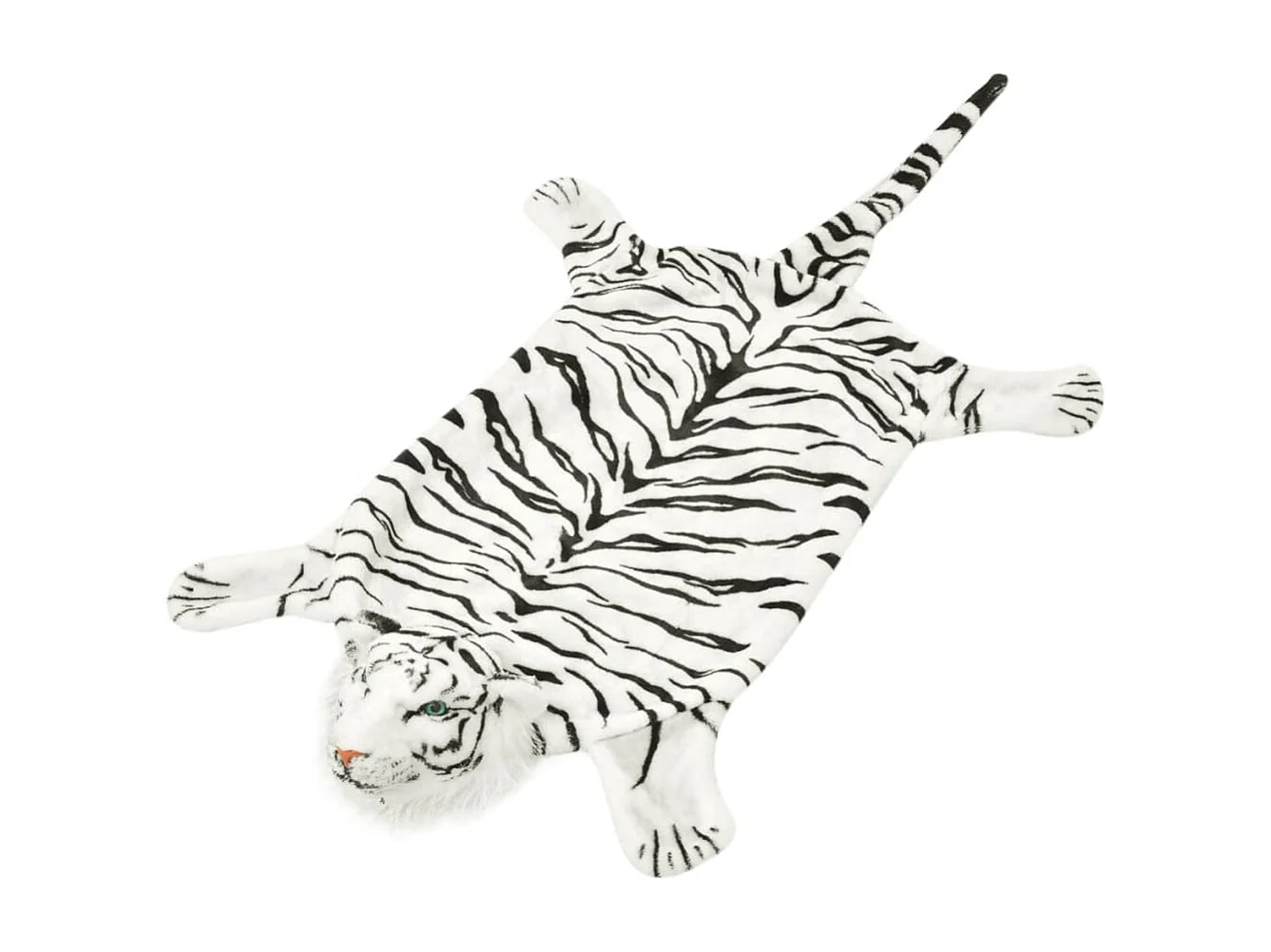 Tapis en peluche en forme de tigre 144 cm blanc