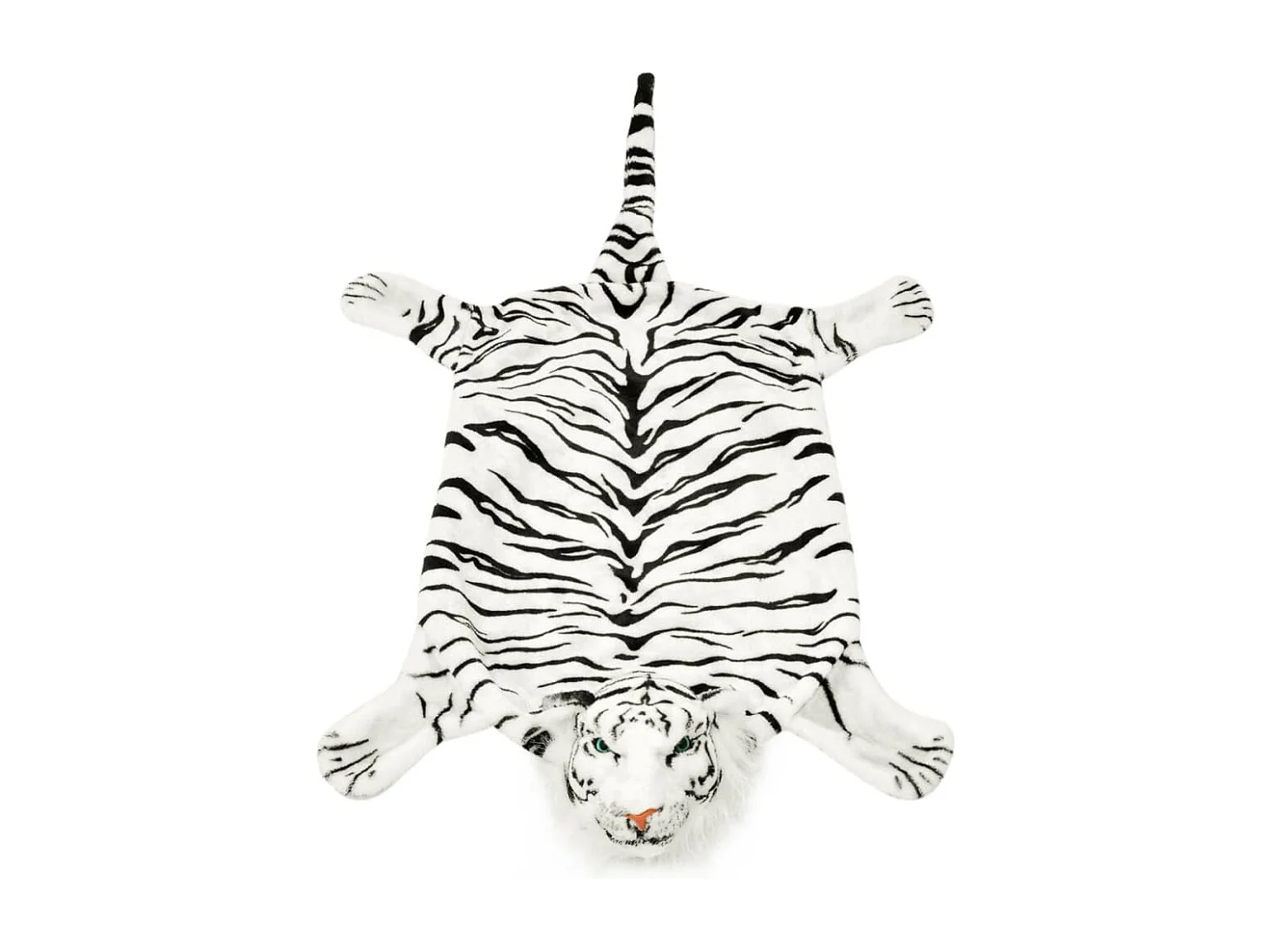 Tapis en peluche en forme de tigre 144 cm blanc