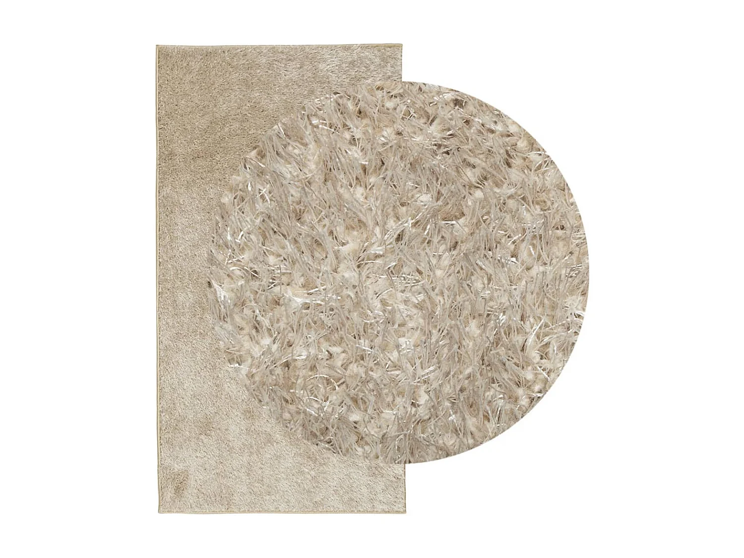 Tapis à poils longs aspect brillant beige 80x150 cm