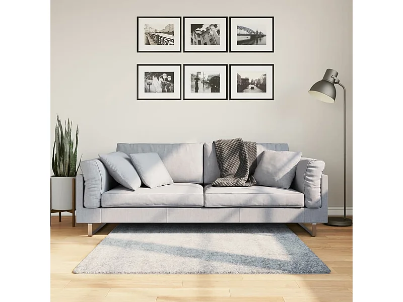 Tapis shaggy à poils longs moderne bleu 120x120 cm