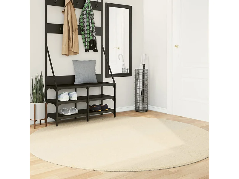 Tapete de pelo curto macio e lavável Ø 200 cm cor creme