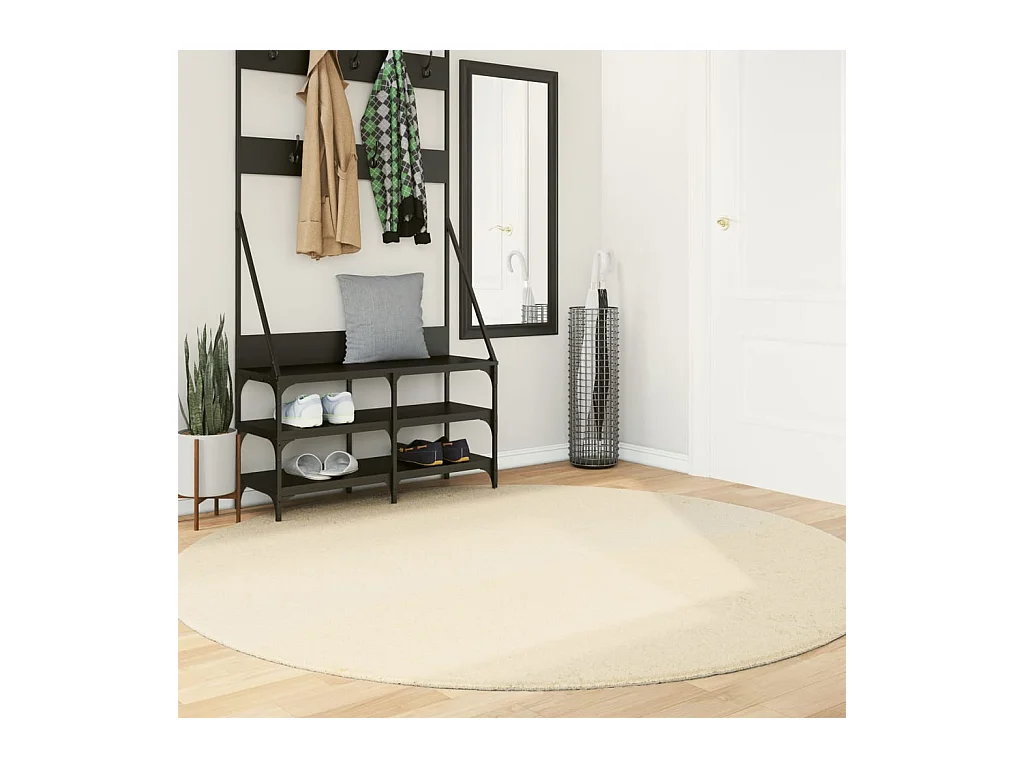 Tapis à poils courts doux et lavable crème ø 200 cm